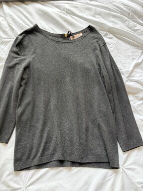 Philosophy Charcoal Gray Knit Top with Gold Zipper